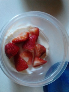 I actually used more strawberries. This picture is just so you can see the ricotta.
